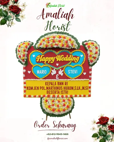 Karangan Papan Bunga Pernikahan di Ngasem